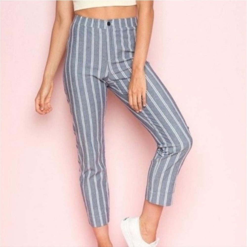 John Galt Striped Pants Women One Size Blue White Coastal Nautical Preppy casual